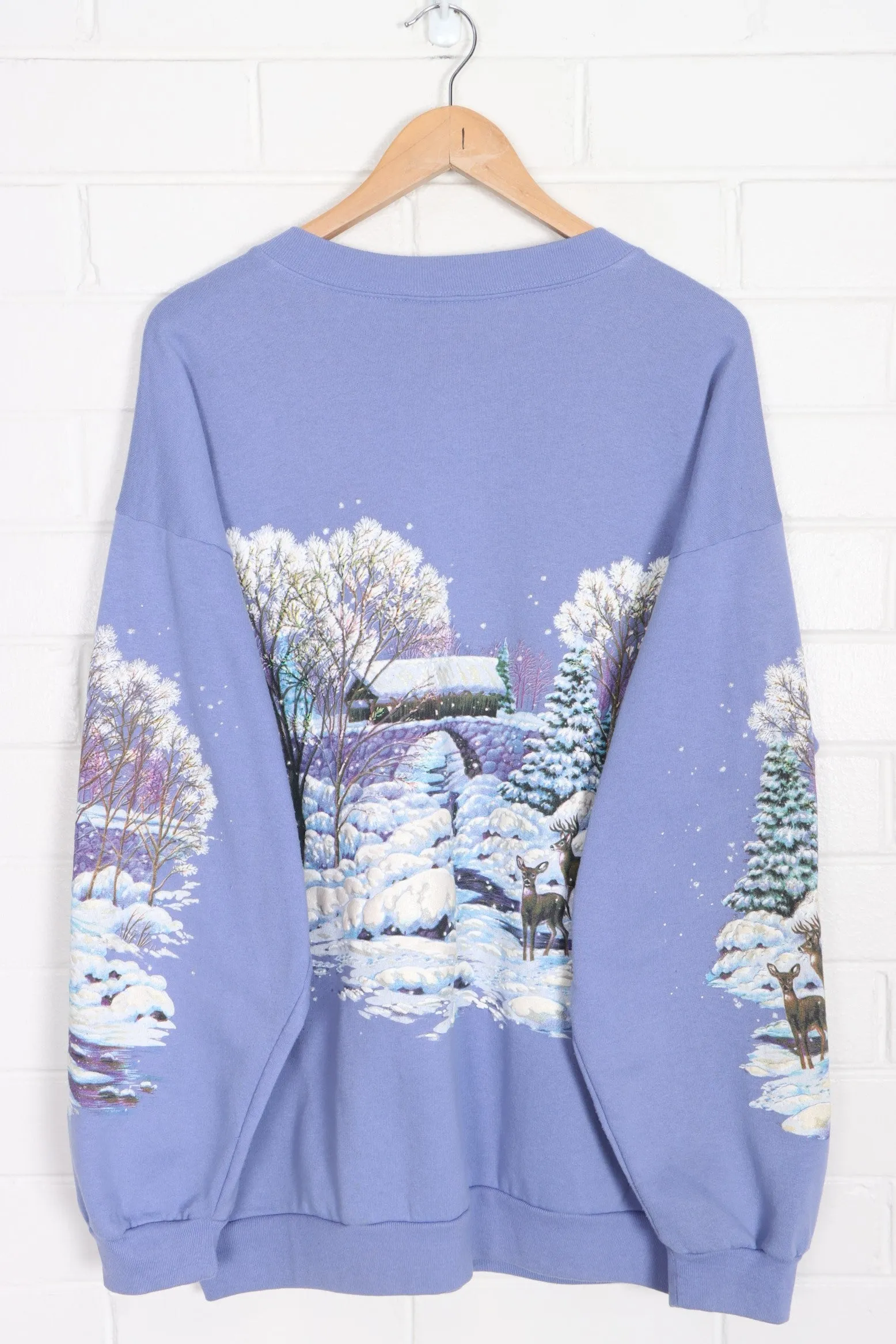 Lifestyles 90s Winter Puff Print All Over Henley Sweatshirt USA Made (L-XL)