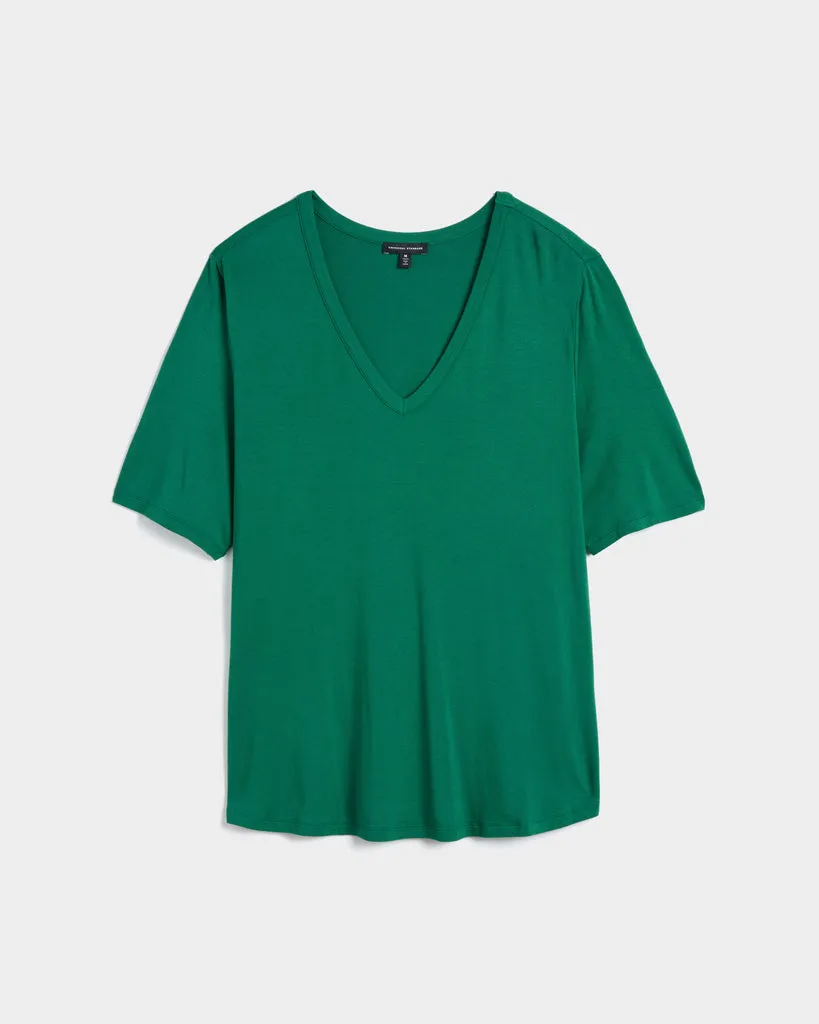 Lily Liquid Jersey V-Neck Stovepipe Tee - Lily Pad