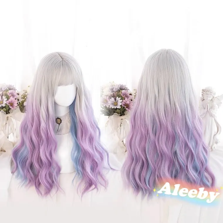 LOLITA GRAY BLUE PURPLE GRADIENT LONG CURLY WIG BY60048