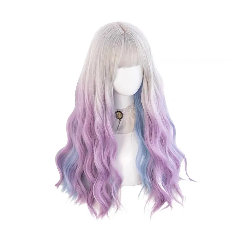 LOLITA GRAY BLUE PURPLE GRADIENT LONG CURLY WIG BY60048