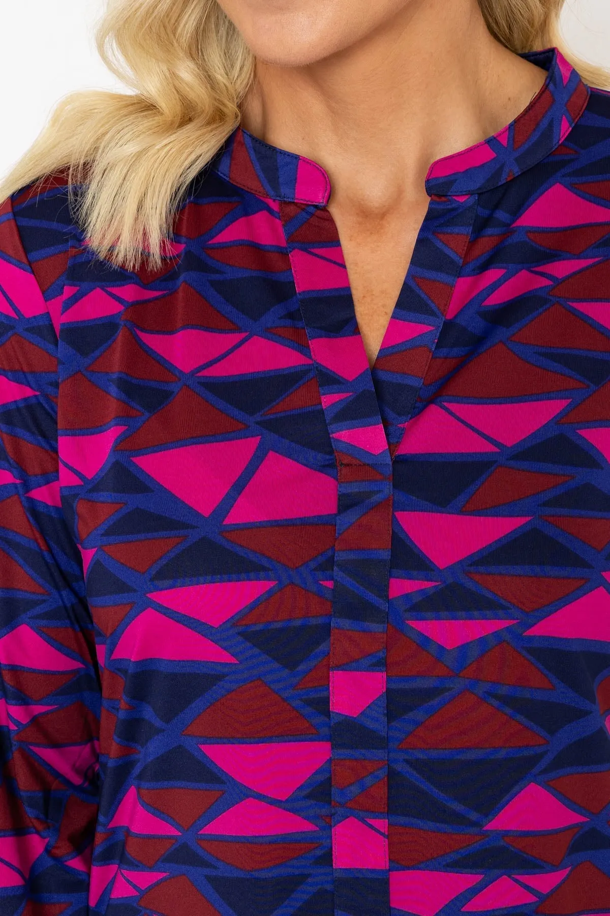 Magenta Pink Printed Jersey Blouse