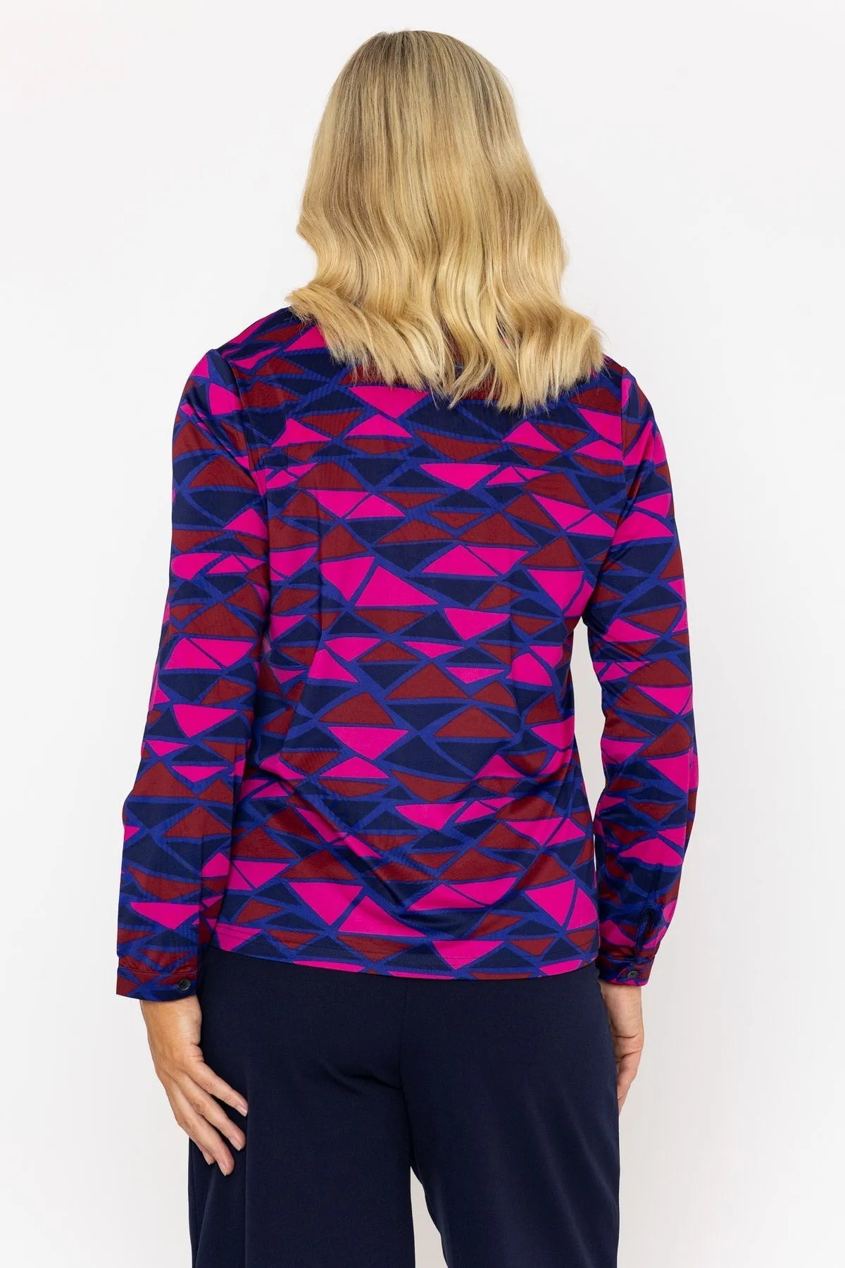 Magenta Pink Printed Jersey Blouse