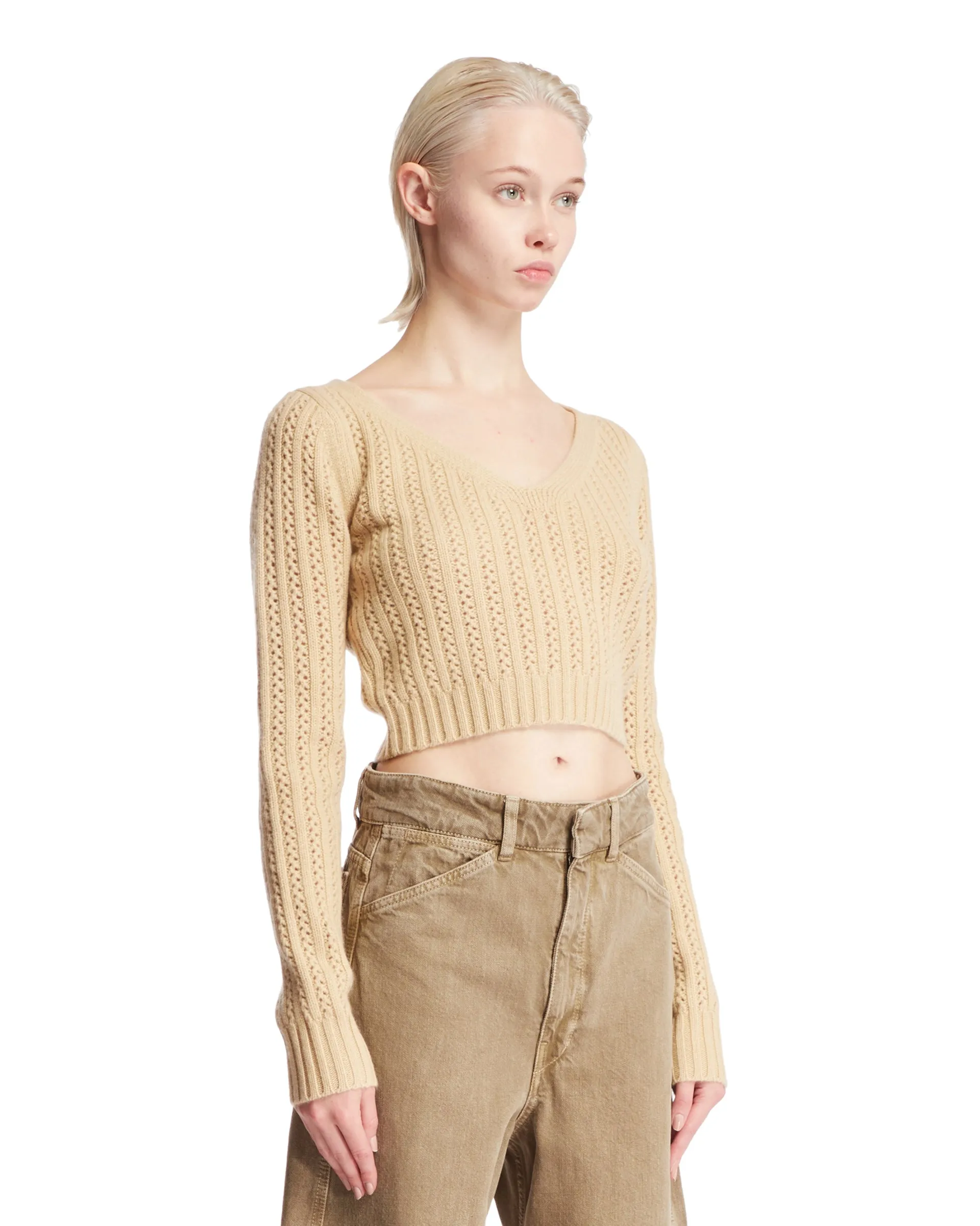 Maglione Beige Cropped