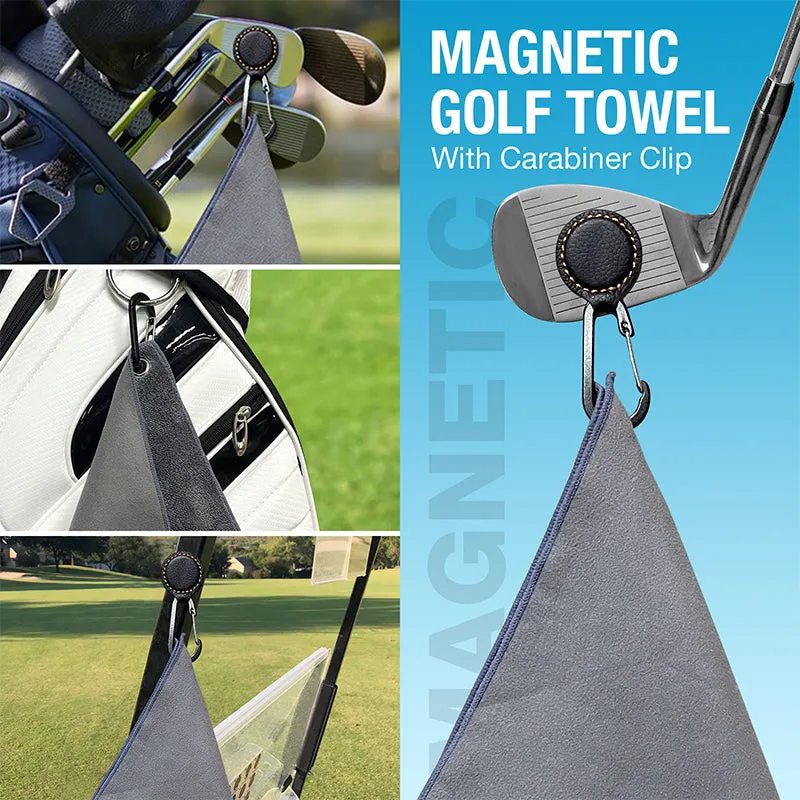 Magnetic Golf Towel (2Pcs Golf Towel With Carabiner Clip & Magnet & Metal Clip )