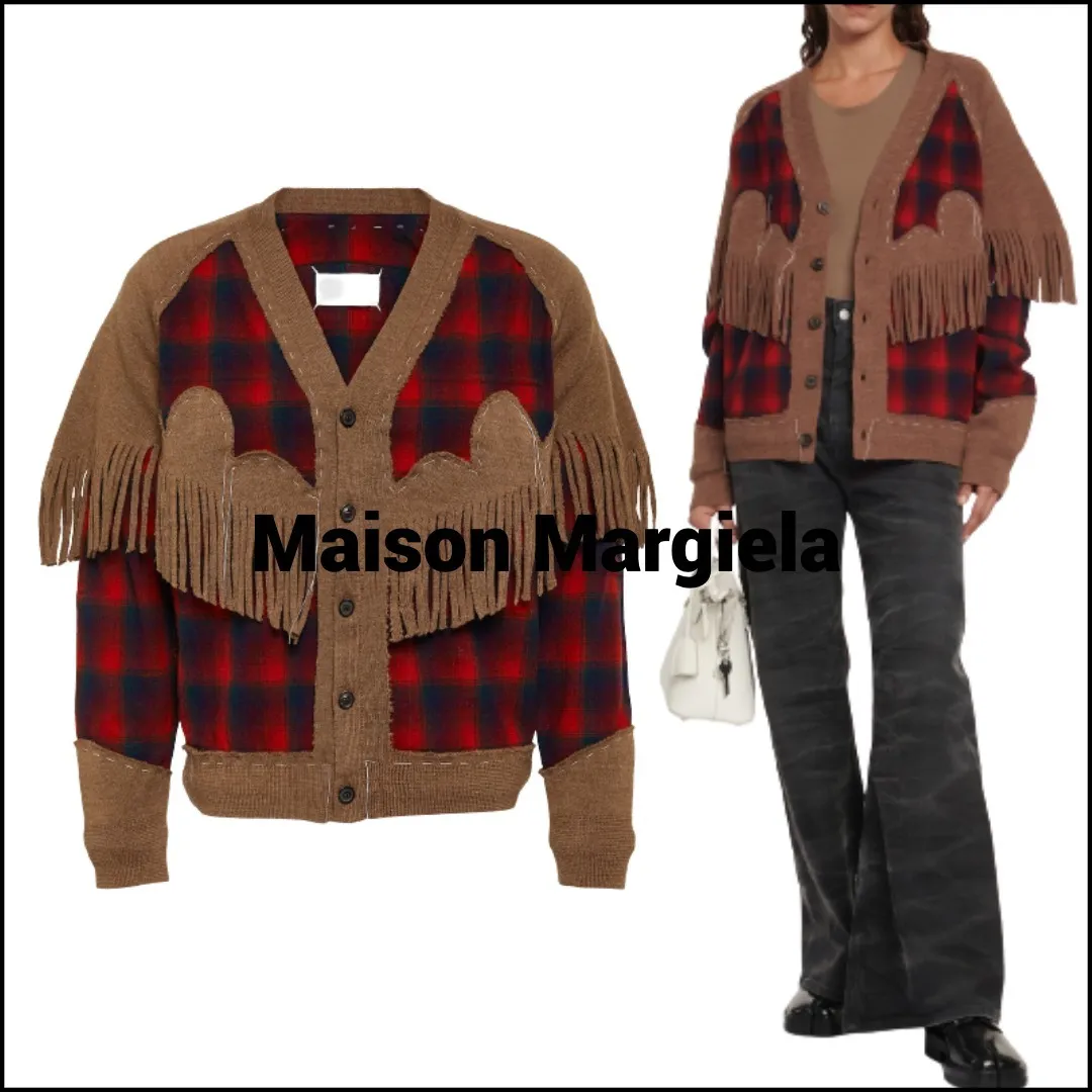 Maison Margiela  |Other Plaid Patterns Casual Style Wool Long Sleeves Fringes