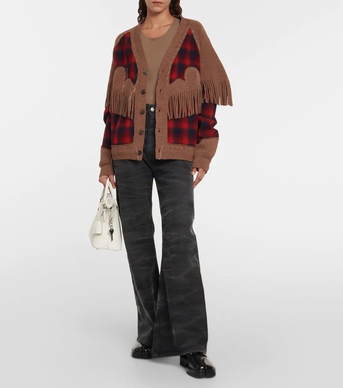 Maison Margiela  |Other Plaid Patterns Casual Style Wool Long Sleeves Fringes