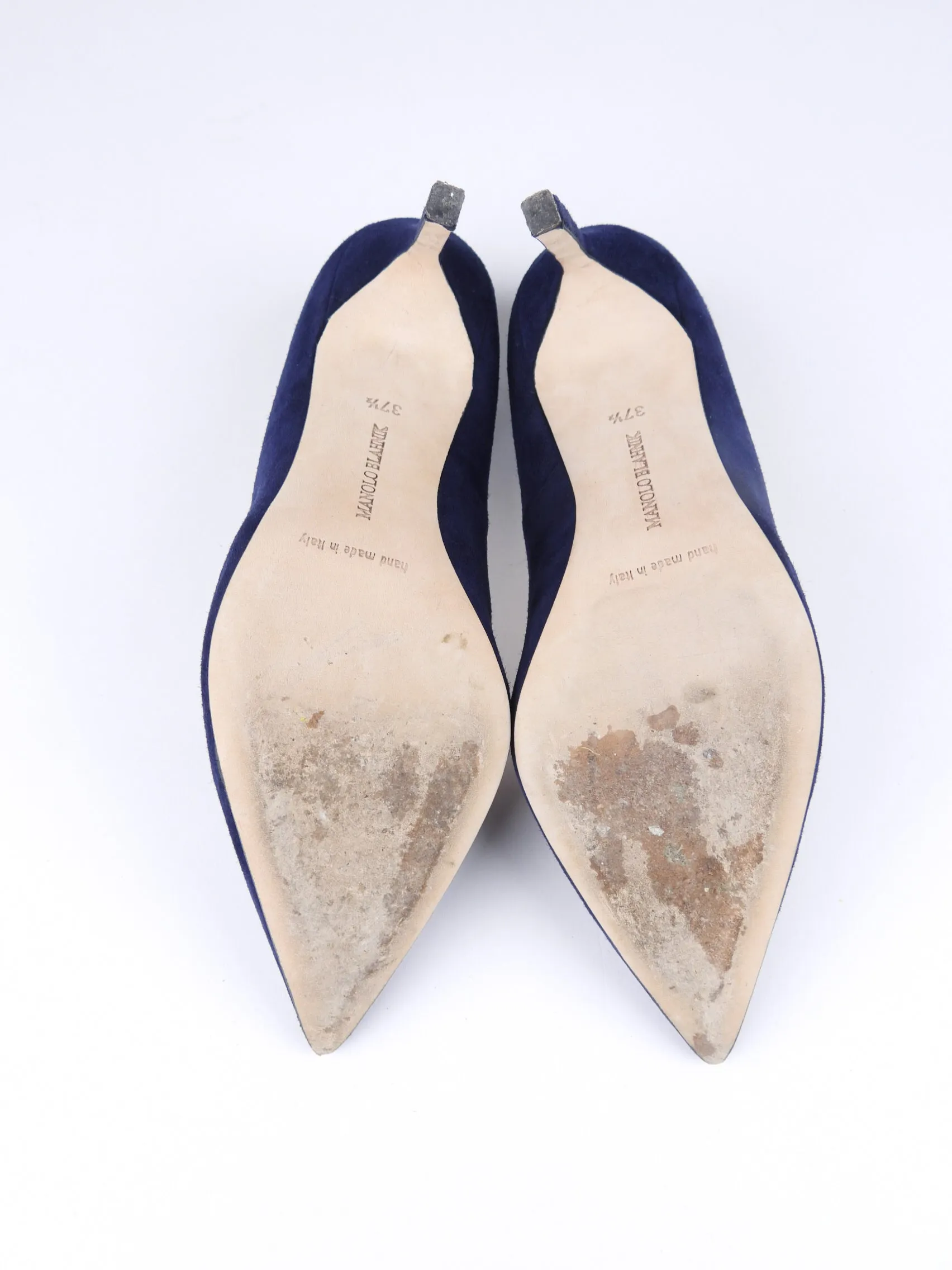 Manolo Blahnik Navy Suede BB Pump Heels - 37.5