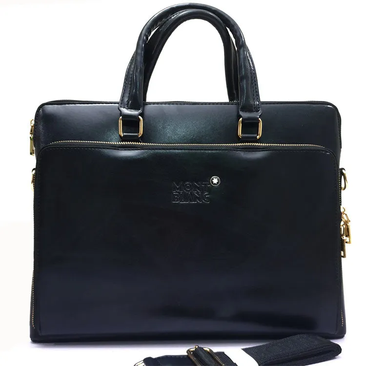 MB pattern leather bag for men | Black