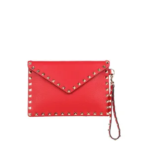 Medium Envelope Wristlet Grained, Rouge Pur