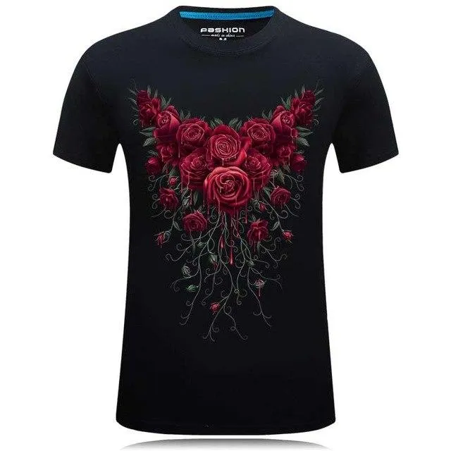 Men's 3D Angel Print Casual Hip Hop T-Shirt with O-Neck Short Sleeves