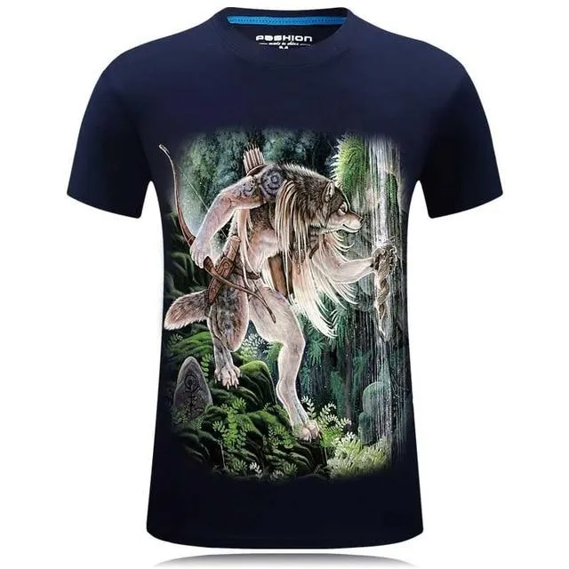 Men's 3D Angel Print Casual Hip Hop T-Shirt with O-Neck Short Sleeves