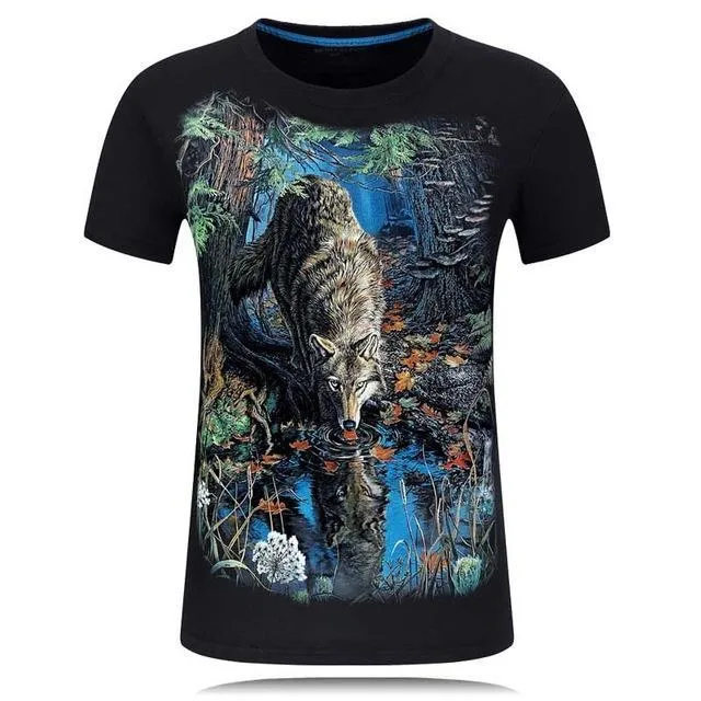 Men's 3D Angel Print Casual Hip Hop T-Shirt with O-Neck Short Sleeves