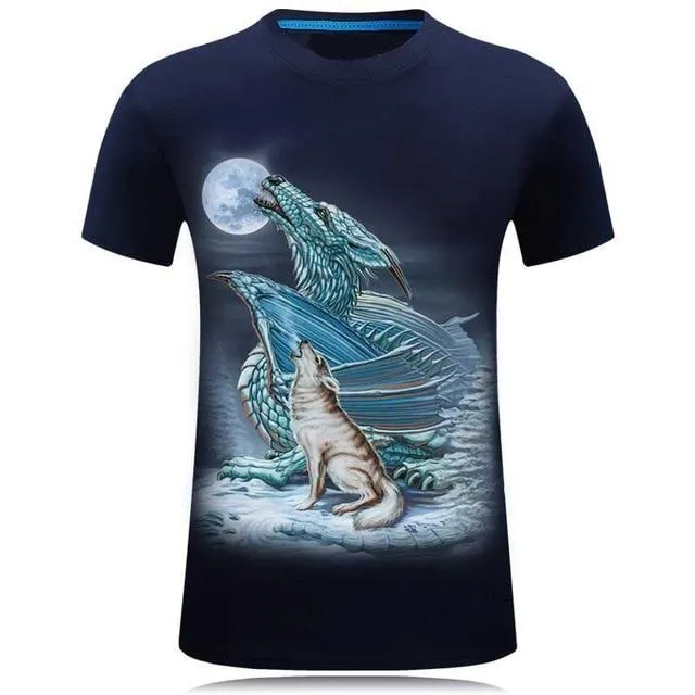 Men's Funny 3D Animals Print Tee 6XL Plus Size Hip Hop T-Shirts