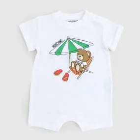 Moschino White Baby Sea Bear Onesie