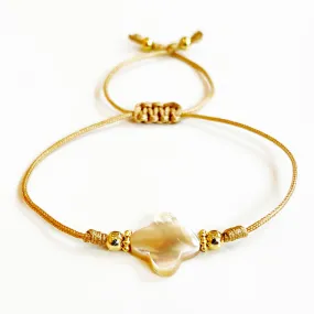 Nacar Beige & Gold Thread Bracelet