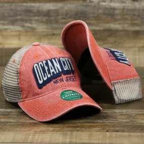 OCNJ Block Ocean City Wordmark Mesh Trucker Hat | Nantucket Red Trucker Hat