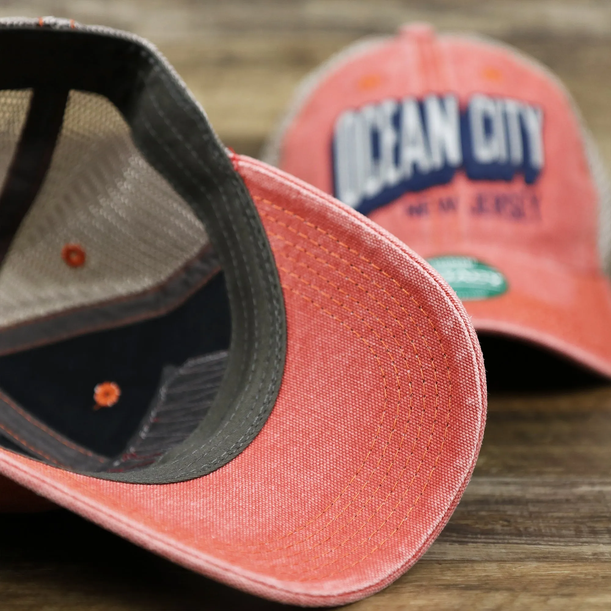 OCNJ Block Ocean City Wordmark Mesh Trucker Hat | Nantucket Red Trucker Hat