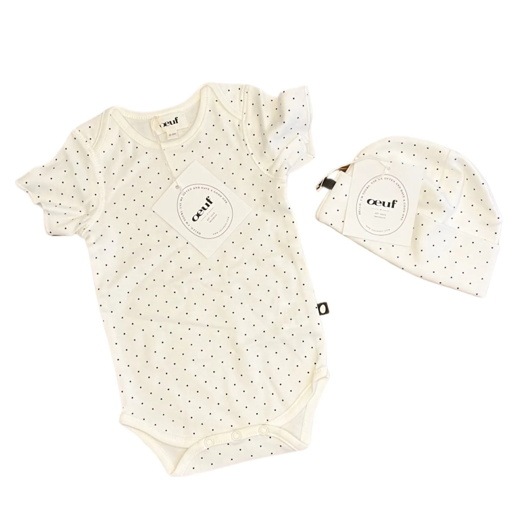 Oeuf Polka Dot Onesie & Hat Set