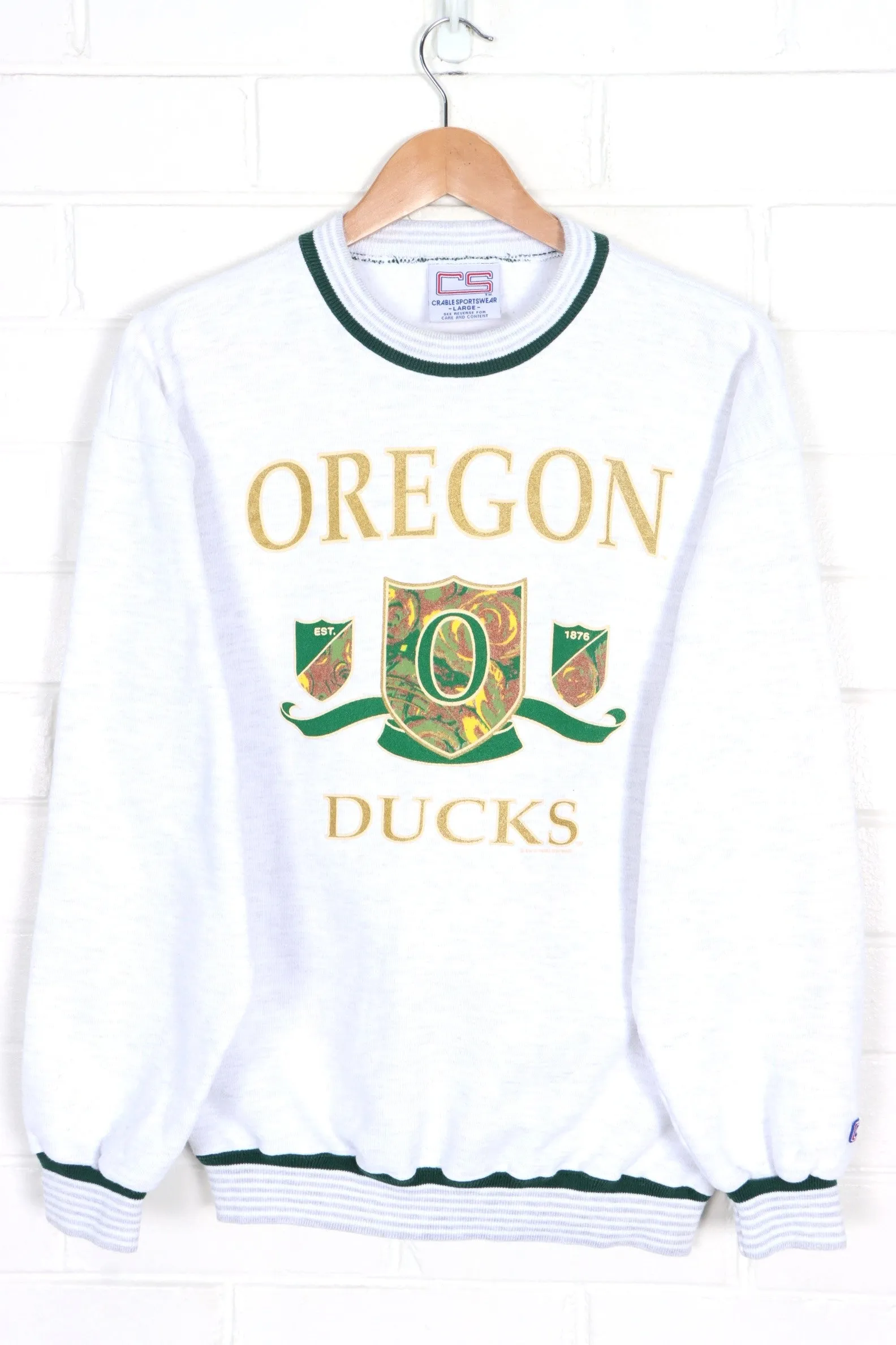 Oregon Ducks 1991 Paisley Shield Spell Out Ringer Sweatshirt USA Made (S-M)