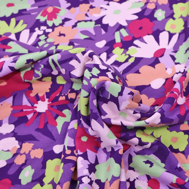 Organic Floral Cotton Jersey - Jazzy - Mauve