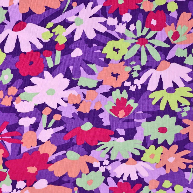 Organic Floral Cotton Jersey - Jazzy - Mauve