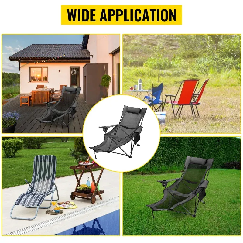 Outdoor Folding Camp Chair Backrest With Footrest