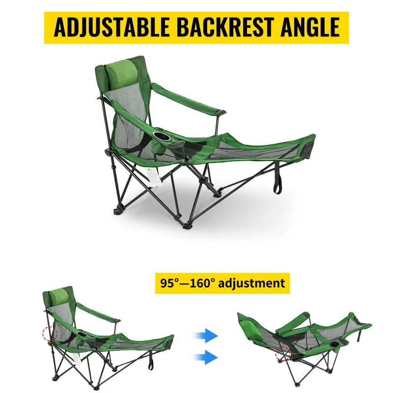 Outdoor Folding Camp Chair Backrest With Footrest