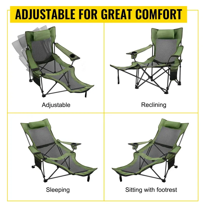 Outdoor Folding Camp Chair Backrest With Footrest