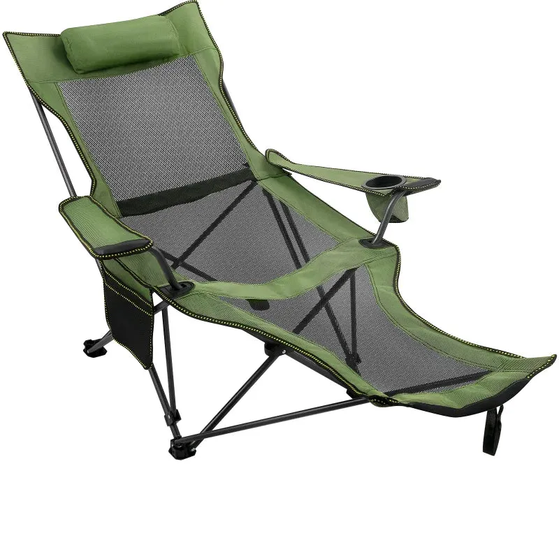 Outdoor Folding Camp Chair Backrest With Footrest