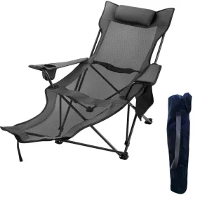 Outdoor Folding Camp Chair Backrest With Footrest