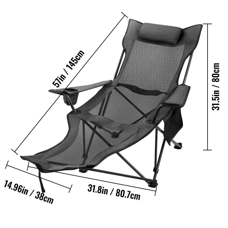 Outdoor Folding Camp Chair Backrest With Footrest