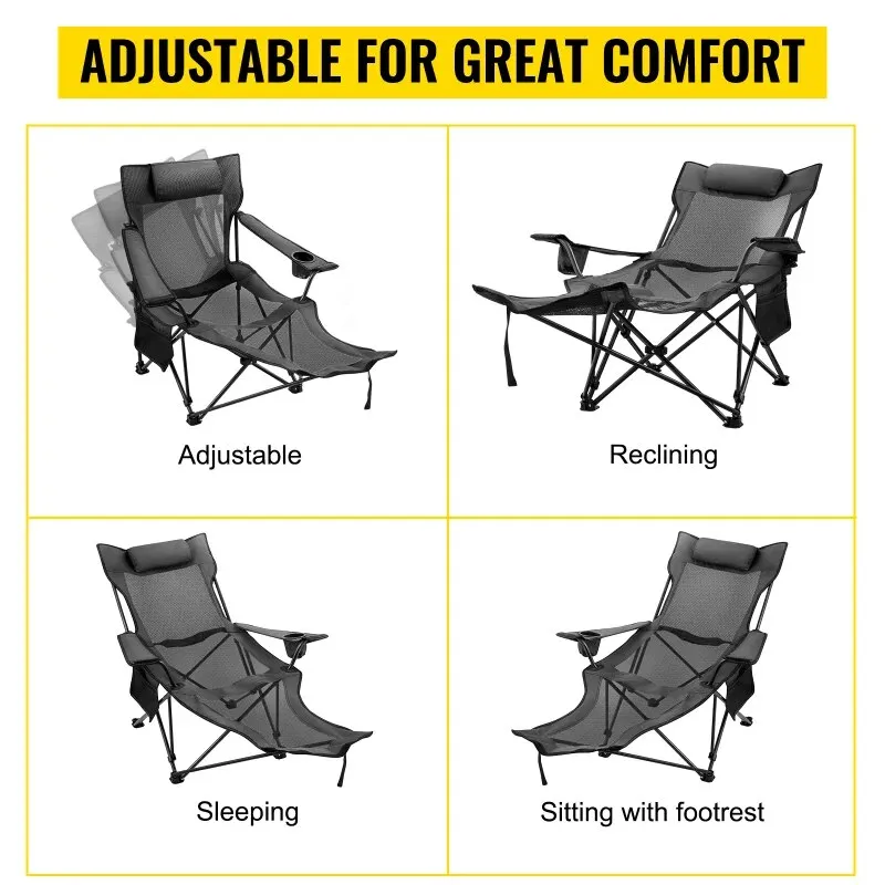 Outdoor Folding Camp Chair Backrest With Footrest