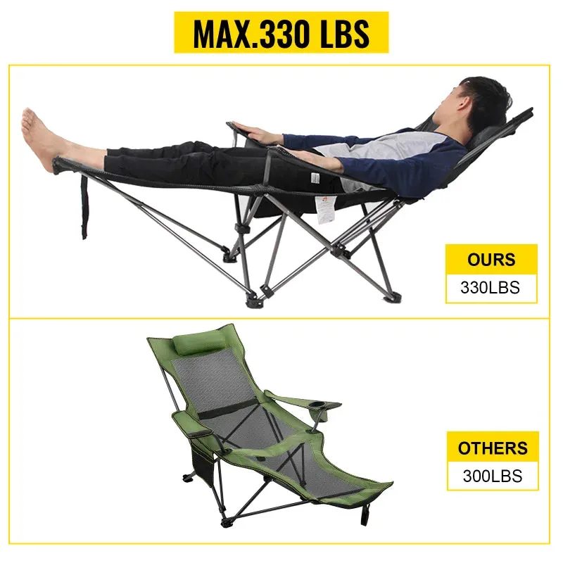 Outdoor Folding Camp Chair Backrest With Footrest