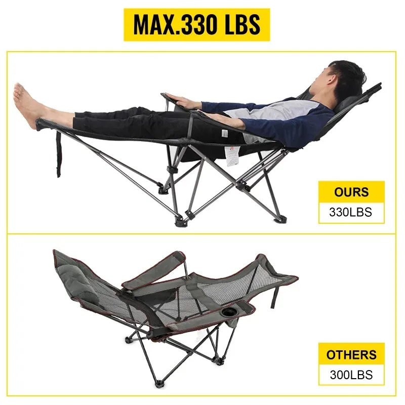 Outdoor Folding Camp Chair Backrest With Footrest