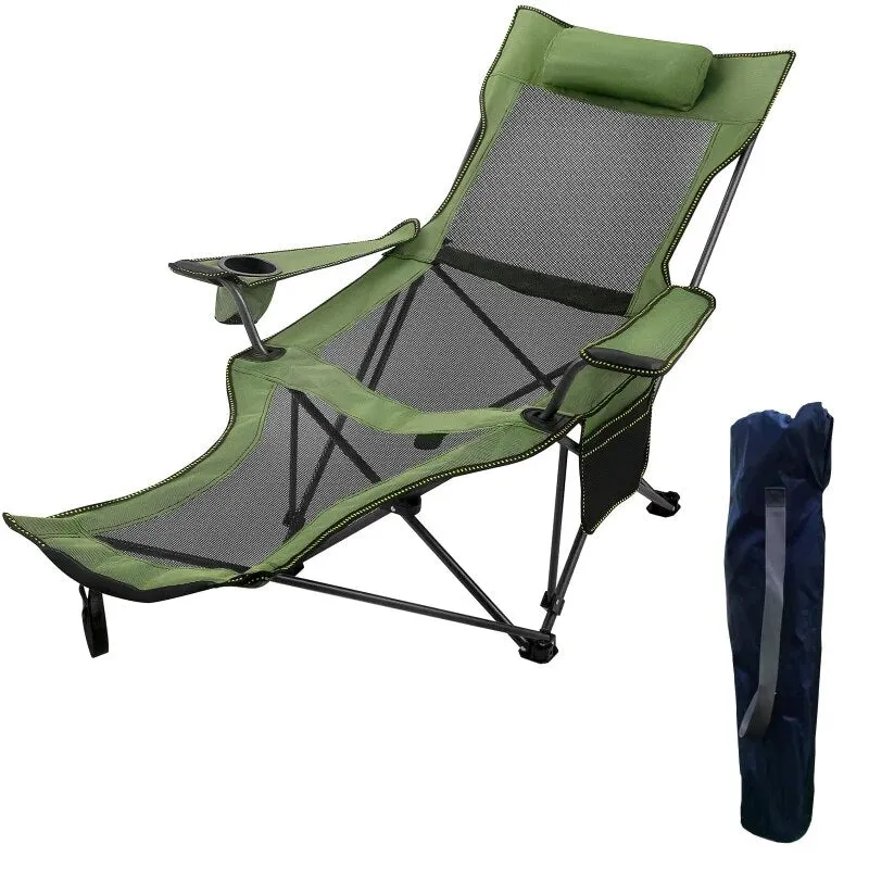 Outdoor Folding Camp Chair Backrest With Footrest