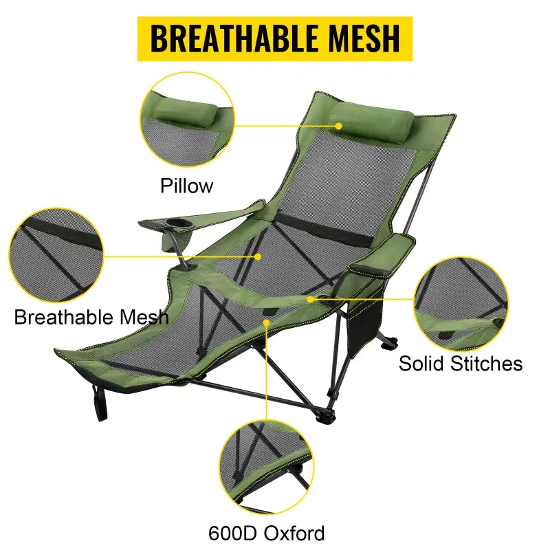 Outdoor Folding Camp Chair Backrest With Footrest