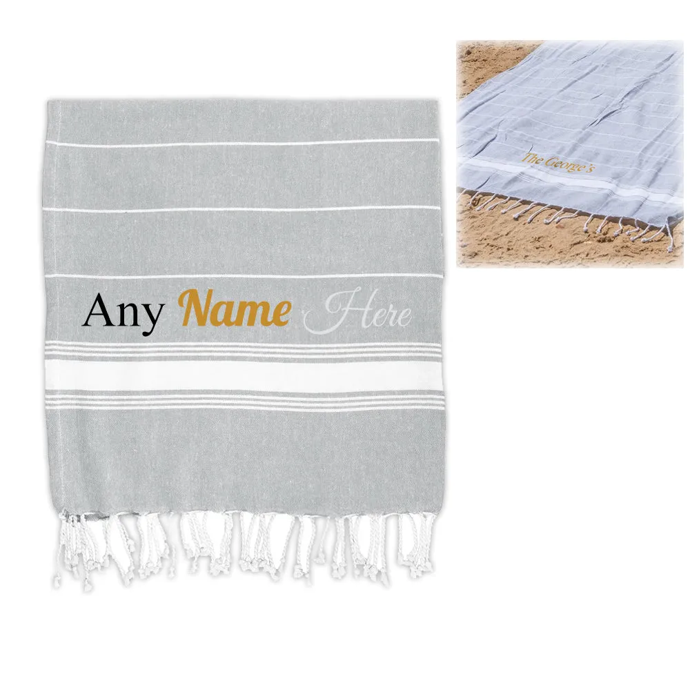 Personalised Turkish Style Cotton Grey Towel