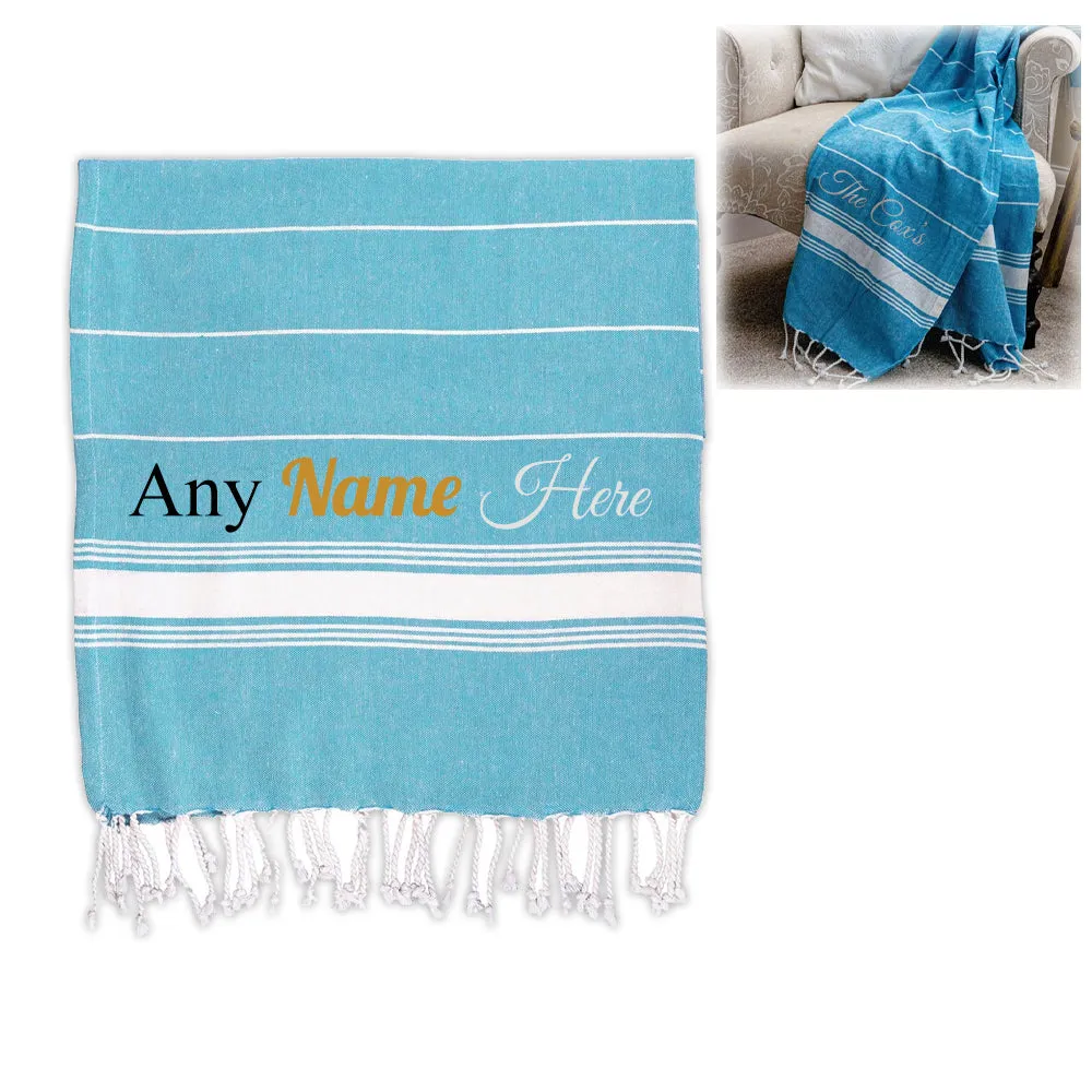 Personalised Turkish Style Cotton Light Blue Towel