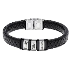 Personalized Woven PU Leather Bracelet for Men