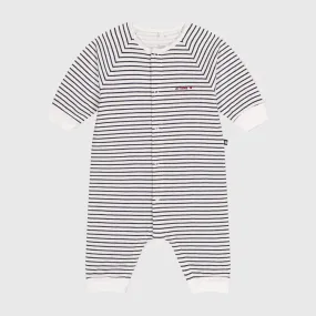 Petit Bateau Blue And White Striped Onesie For Newborns