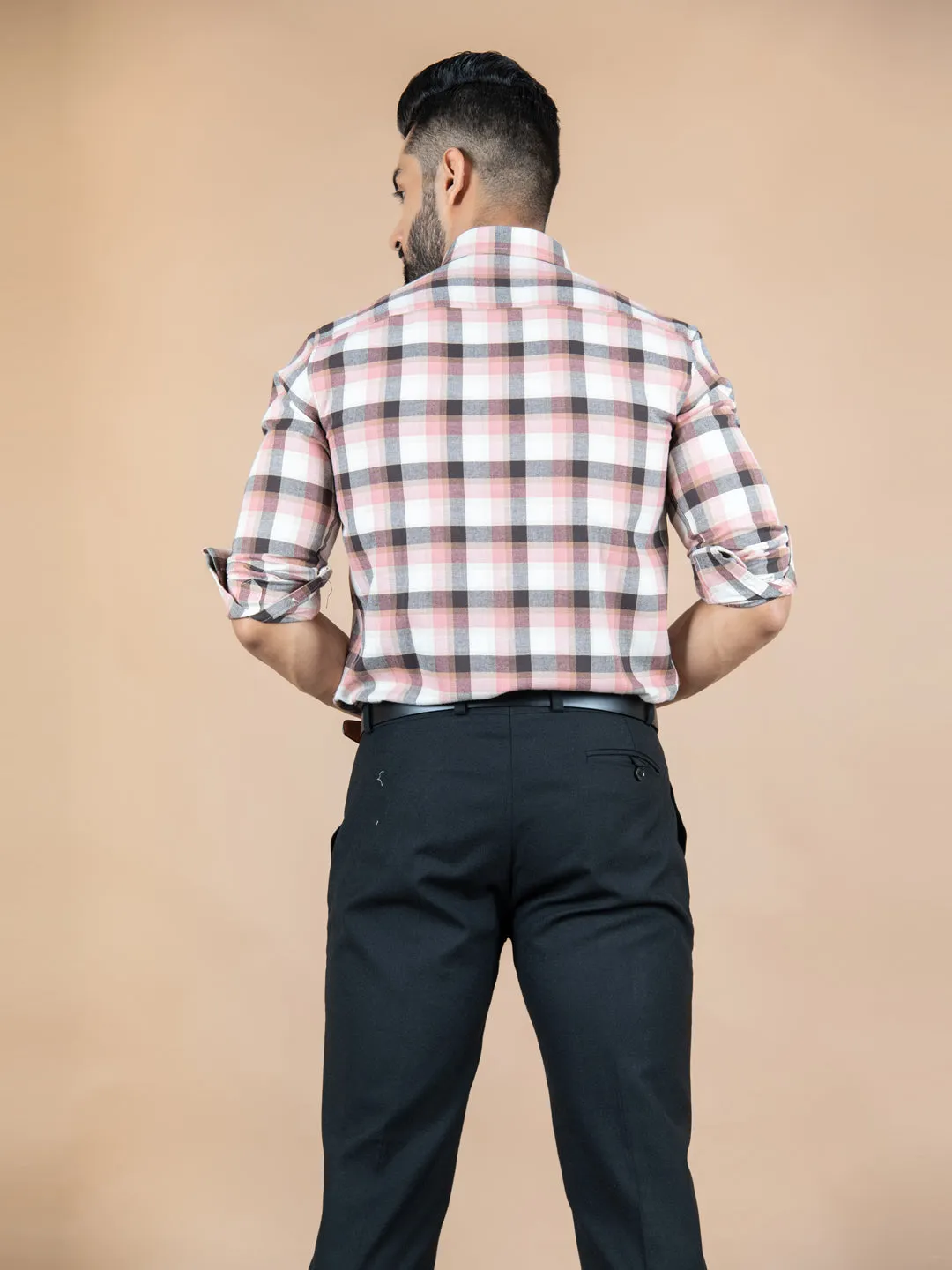 Pink Plaid Checks Cotton Shirt