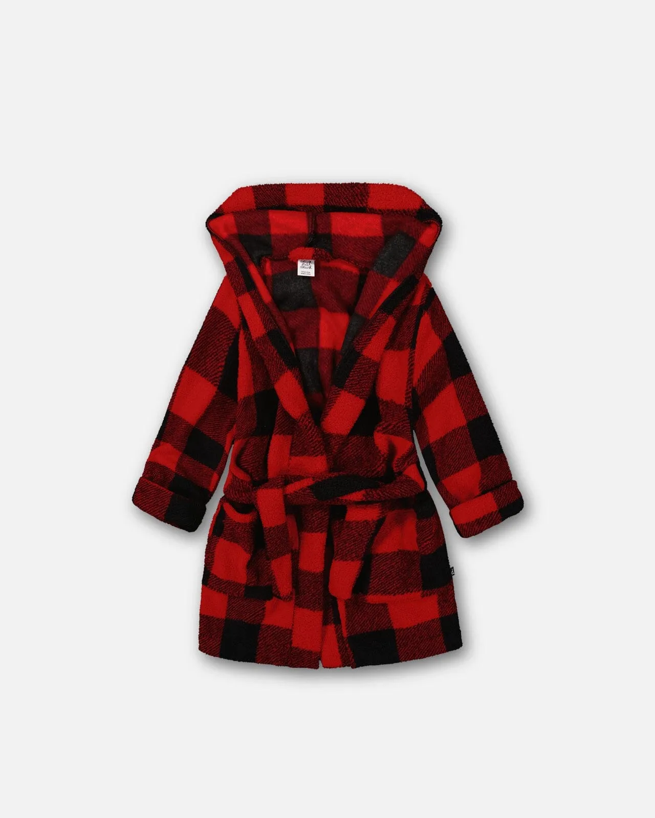 Plush Robe Plaid Black And Red