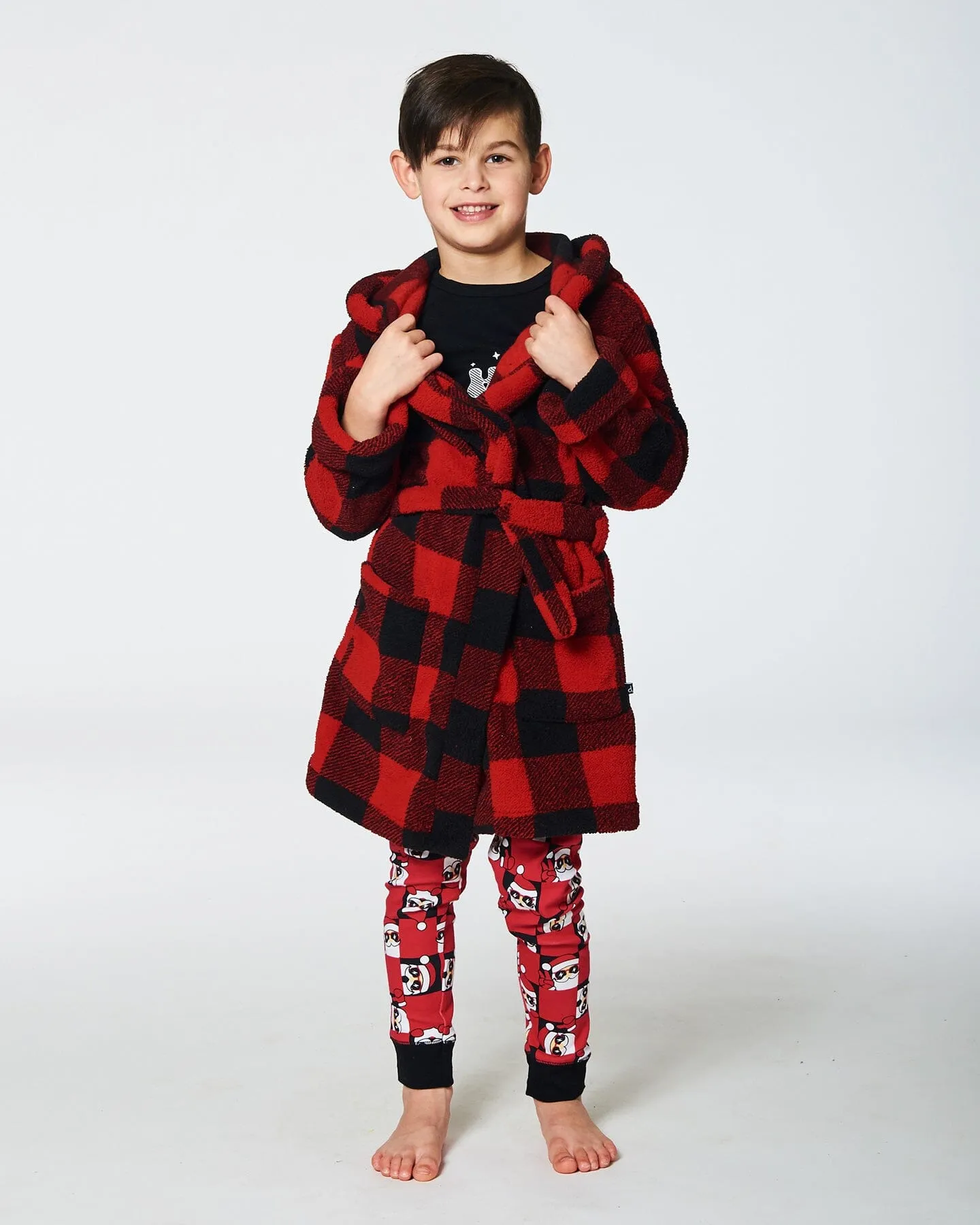 Plush Robe Plaid Black And Red