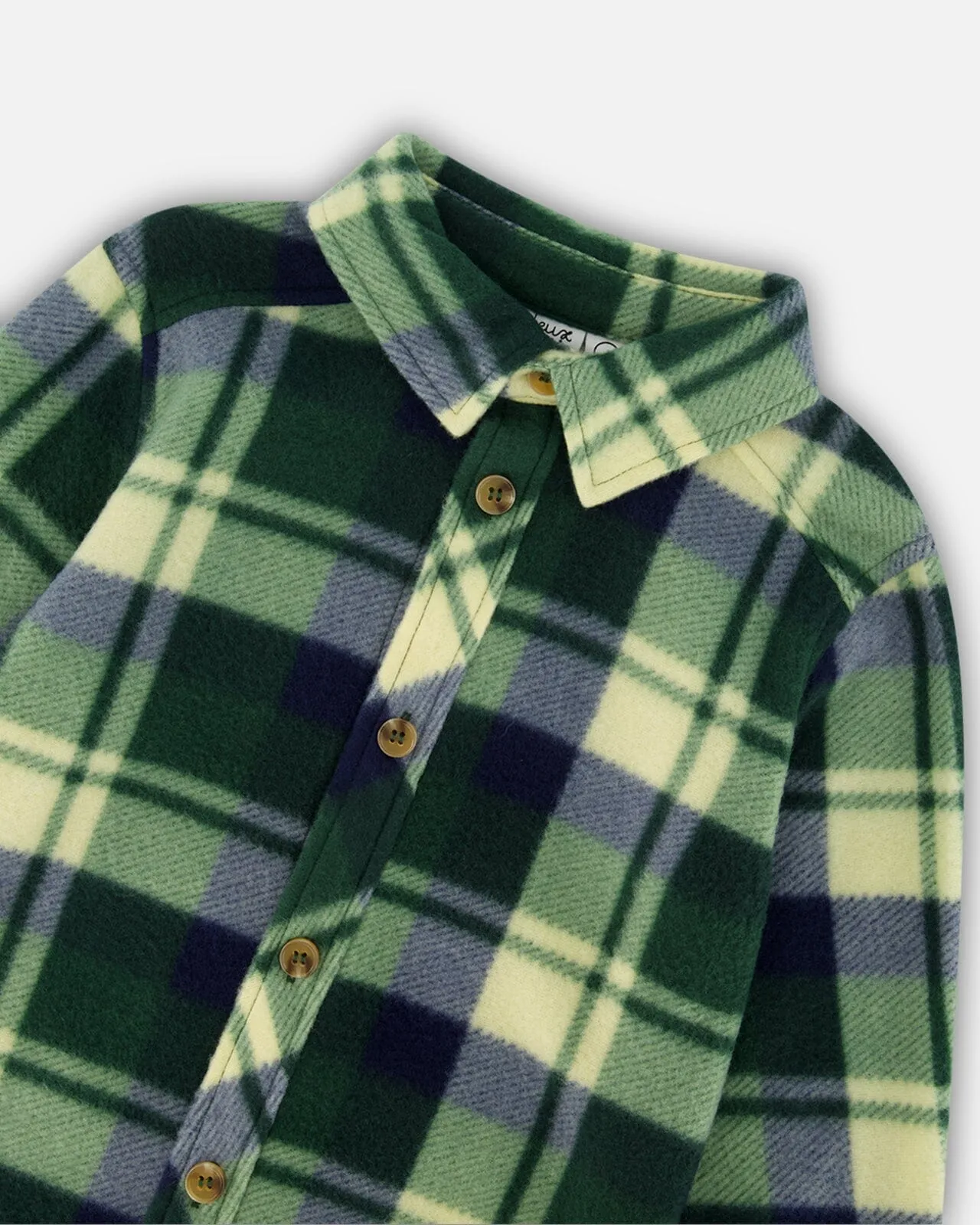 Polar Fleece Shirt Plaid Green