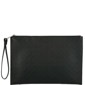 Pouch Zip Wristlet Rubber Intrecciato, Black