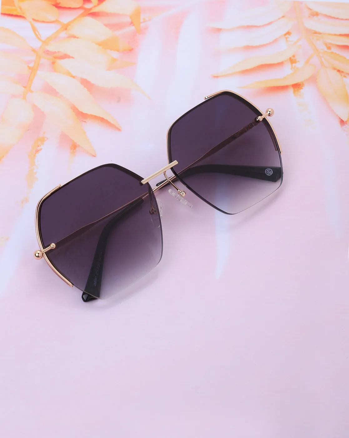 Premium Rose Gold with Brown Toned & UV Protected Lens Oversized Sunglass for women