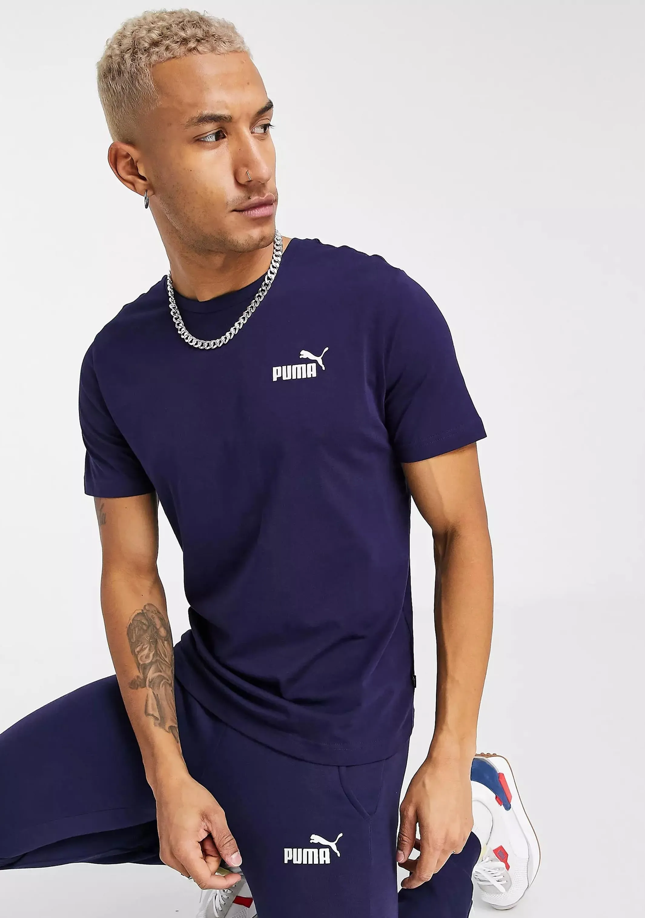 Puma Mens Essential Small Logo Tee Navy  851741 06