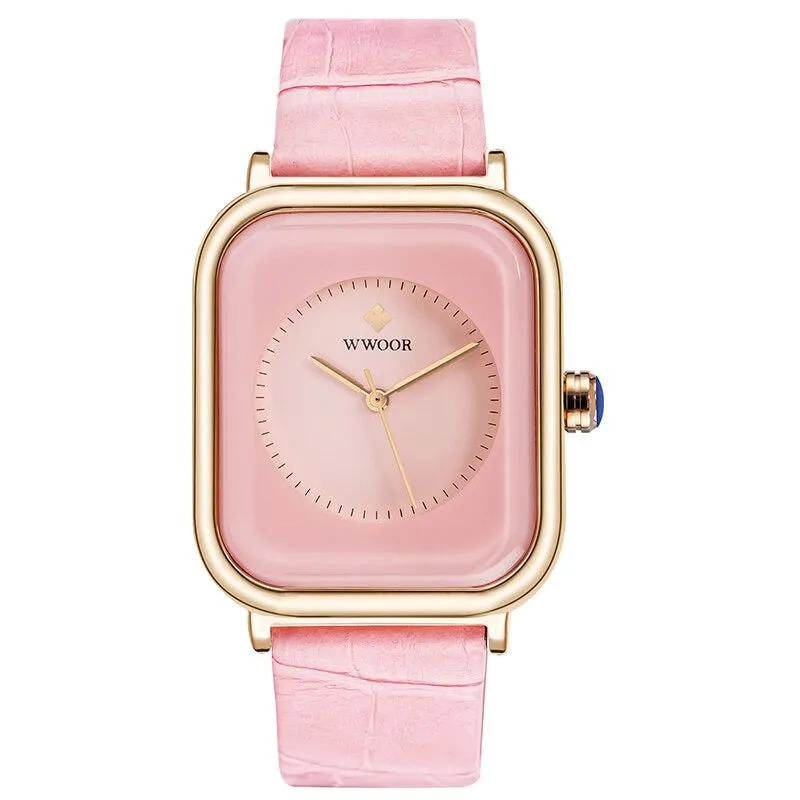 Rectangle Watches For Women Fashion Pink Ladies