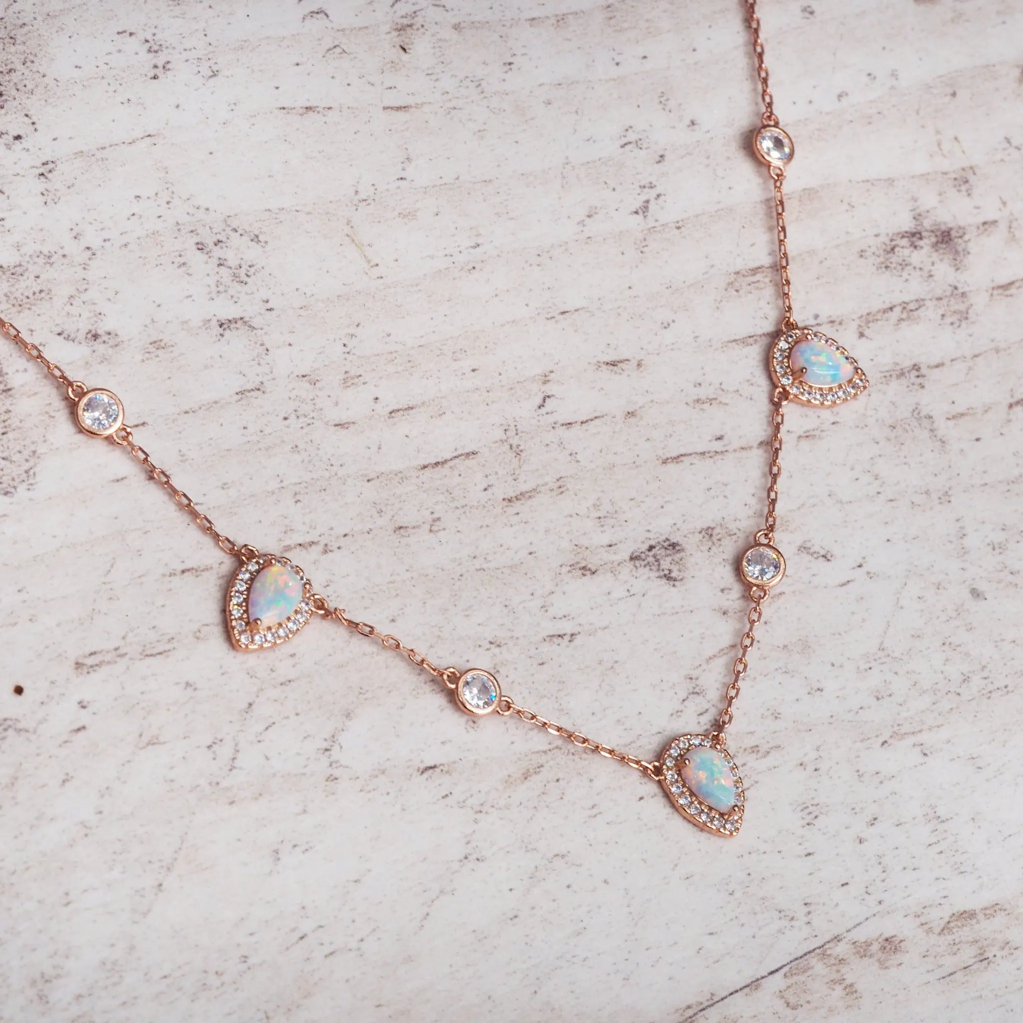 Rose Gold Stardust Opal Necklace