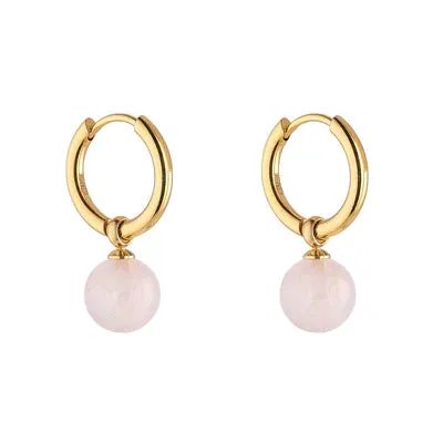 Rose Quartz Hoops - Knight & Day